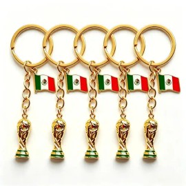 5PCS llaveros Balón Fútbol Mundial 2026 Edición Especial/llavero mundial 2026 copa del mundo Metal con la bandera/Trofeo Metalizado Mundial De Fútbol De La Copa Mundial De