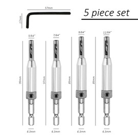 4Pcs Hinge Drill Bit Set 1 Wrench Drill Guide Pilot Hole Drill Guide Door Hole Drilling Self Centering Drill Set Door Hinge Tool Set