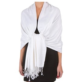World of Shawls Super Soft Pashmina Shawl Scarf Wrap (Pearl White)