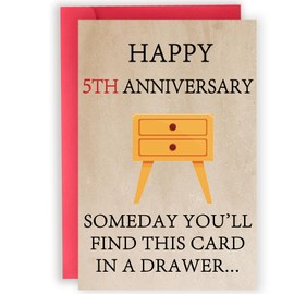 Abeletree Happy 5 Year Anniversary Card Gifts for Him Her, Funny 5th Wedding Anniversary Card for Couple Husband Wife, Best Wood Aday Gifts for Men Women, Sweet Valentines Gifts Ideas