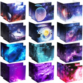 Satinior 24 Pcs Desk Dividers Privacy Boards for Student Classroom, 12 Colors Study Carrel for Student Desks, Desk Divider Bulk, Panel Privacy Folders for School Teacher Student Study (Galaxy Style)