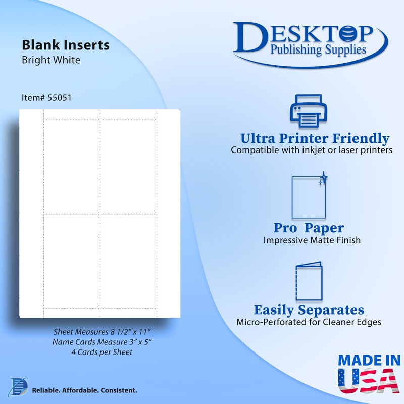 65lb White Printable Index Cards 3x5 - Index Card Sheets