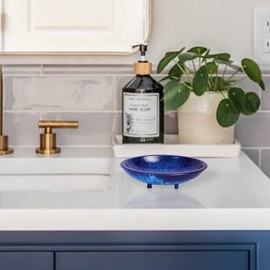 5" Resin Blue Soap Holder Draining Soap Dish Soap Saver Sponges Holder Easy Clean Extend Soap Life Kitchen Sink Organizer Tray Dish Caddy Soap Dispenser Scrubber Spoon Holder Dishwashing Accessories