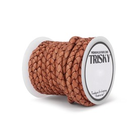 TRISKY Real/Genuine Braided Leather Cord for Jewelry Making Matte Finish, Leather String Cord for Crafting Bracelets, Necklace, Pendants, Braiding, Wraps, Cords (Natural, 5mm, 5m)