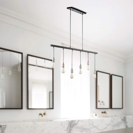 Warehouse of Tiffany P-17104L Carbon Loft Crow Matte Black 6-Light (Edison Bulb Included) Pendant