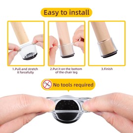 24Pack Chair Leg Floor Protectors, Furniture Felt Pads，Silicone Covers Caps for Hardwood Floors Bed Frame Legs Table, Non Slip, Reduce Noise, Anti Scratch (Clear Round(1.58" *H1.34))