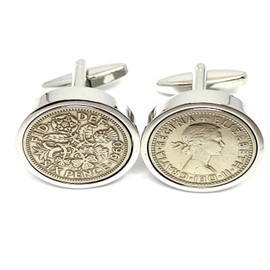 Premium 1960 Lucky sixpence cufflinks for a 64th Birthday Gift for men cufflinks HT