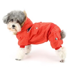 Zunea Hooded Dog Jumpsuit with Fleece, Waterproof Snowsuit, (Runs Small, Please Order One Size Larger)