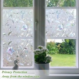HONLONE Frosted Window Film Rainbow Window Film Privacy Window Film See Out Not In Window Sun Blocker