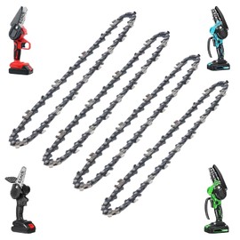 6 Inch Mini Chainsaw Chain – 1/4" LP Low-Profile .043 Gauge 37 Drive Links, Replacement Chains for All 6-Inch Cordless Electric Mini Chainsaws (4-Pack)