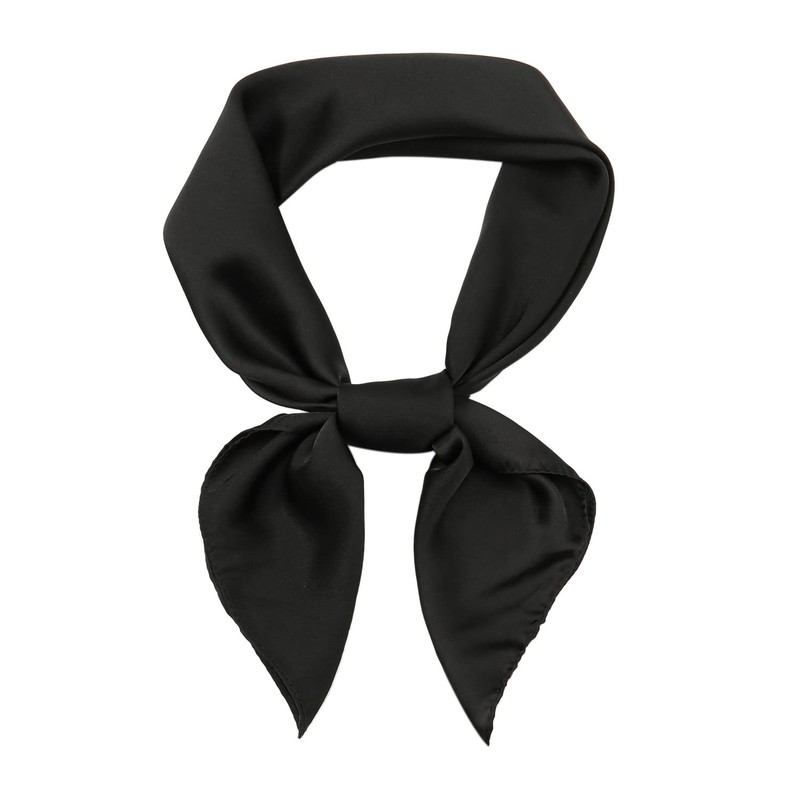 RIIQIICHY Womens Head Hair Scarf Black Like Satin Silk Scarf