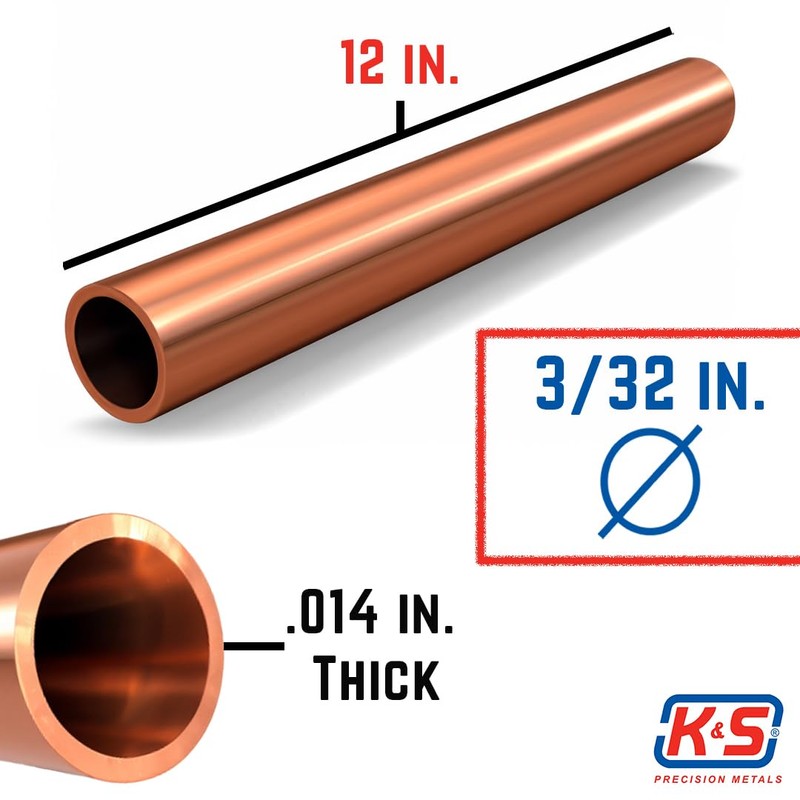 K&S Precision Metals Round Copper Tube 8118 – 3/32" OD