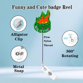 Abamilaka Funny This is Fine Nurse Badge Reel Holder Retractable Dumpster Fire Nursing ID Card Clip Holder Blue Acrylic Badge Clip Social Worker Medical Student Hospital Accessories