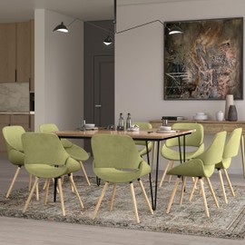 SIMPLIHOME Malden Dining Chair in Acid Green Woven Fabric, 22.8 x 20.9 x 30.9 inches, Bentwood Design with Light Wood Legs, Modern Seating for Dining Room