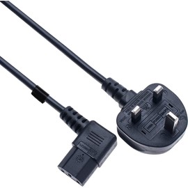 Mr. Gadget's Solutions 2 Metre Right-Angle Kettle Power Cable – Heavy Duty 18 AWG, 90-Degree C13 to UK Plug, Ideal for Kettles, PCs, Monitors, TVs, Printers, and More – Space-Saving Design