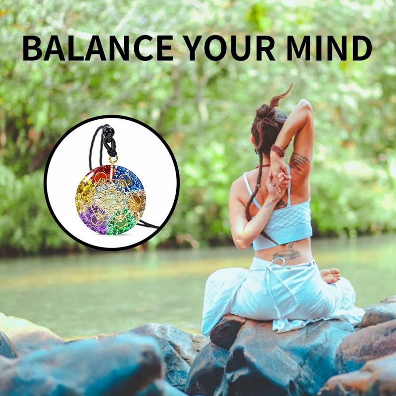 Orgone Metatron Cube Om Necklace, Chakra Crystal Stone for Healing