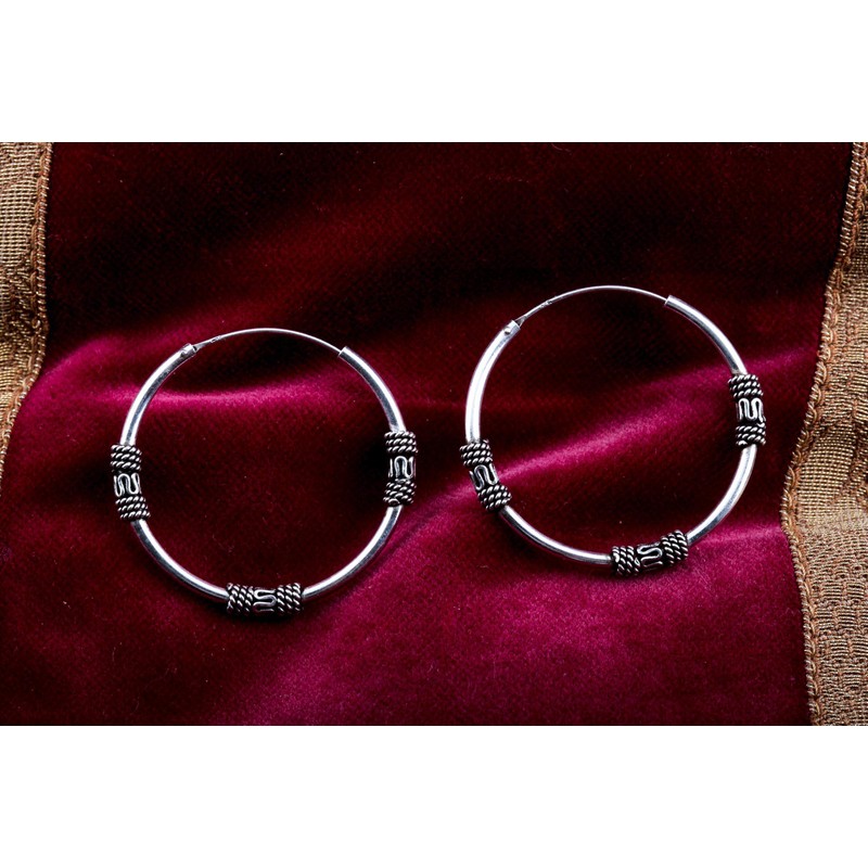 WINDALF Arion Large Creole Earrings Diameter 3.7 cm Silver Hoop