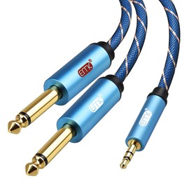 EMK AUX Jack 3.5mm to Dual 6.35 Splitter Cable Mono 6.3mm Stereo Cable Jack 3.5 Cord for Cell Phone, PC, TV, Speaker Cable 6.35mm L and R Channel AUX Splitter Cable (5m)