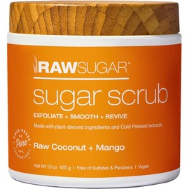 RAW SUGAR, Exfoliante Corporal a Base de Azúcar, Suaviza y Revitaliza la Piel, con Coco y Mango, Prensado en Frío, Vegano, Libre de Sulfatos y Parabenos, 425 g