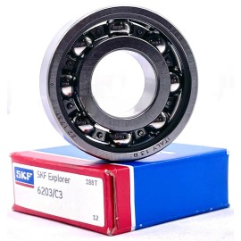 SKF 6203 C3 DEEP GROOVE BALL BEARING, OPEN TYPE, NO SEALS 17x40x12 mm