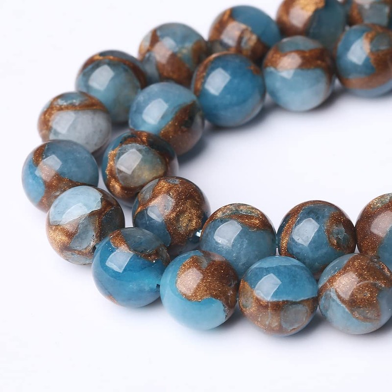 90 piezas de cuentas de piedra de cloisonné azul de