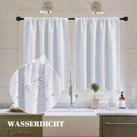 KnSam Net Curtains Set of 2 Kitchen Curtains Opaque Window Curtain Modern Wavy Texture Short Curtains Elegant Bistro Curtains for Living Room White W 90 cm x H 60 cm, Pack of 2