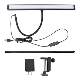 Clamp Desk Lamp Eye Caring Dimmable 3 Color Temp Adjustable Gooseneck LED Table Light with USB Adapter for Study 100‑240V US Plug