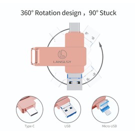 128GB USB C Flash Drive,USB 3.0 Memory Stick 3 in 1 Type C Flash Drive, USB C Thumb Drive High Speed for MacBook,PC,Tablet,Smart Phone Save More Photos&Videos