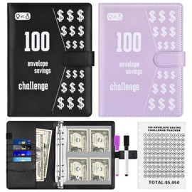 2pack 100 Envelopes Money Saving Challenge, Money Saving Binder, Savings Challenges Book With Envelopes, Cash Envelope Budget Binder Savings Book, 100 Day Savings $5050 Challenge Binder