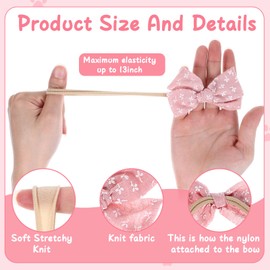 KFHENSOMR Baby Girls Headbands 8Pcs Cotton Hair Bows Headbands Nylon Linen Hairbands Elastic Hair Bands Stretchy Handmade Accessories for Newborn Kids Infants Toddlers Little Girl and Kids