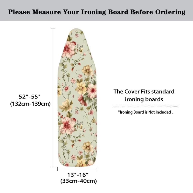 Darisoco Pink Floral Ironing Board Cover with Thick Padding Fits