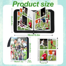 DGMI Football Trading Cards Album 50 Pages 400 Cards Trading Cards Album Football Cards Scrapbook Football Collector Album Cards with Zip for Storing Trading Cards