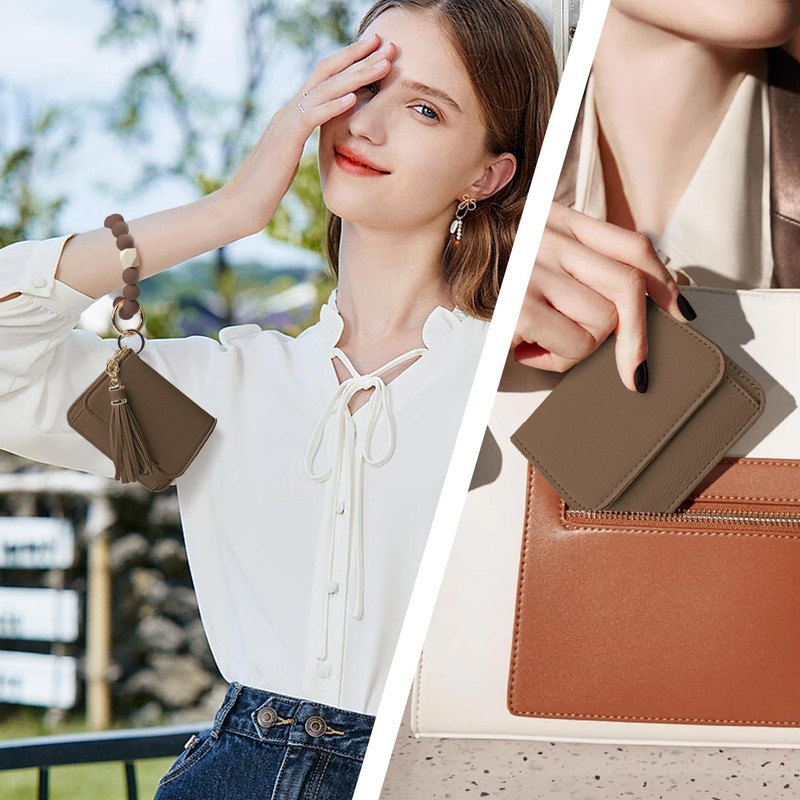 Sunpour Keychain Wallet RFID Wristlet Wallets for Women,Small Wallets Woman