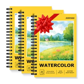 Watercolor Paper Pad, 5.5" x 8.5" Spiral Bound Art Sketch Book, Pack of 3 (90 Sheets),(140lb/300g) Artist Water Color Drawing Paper for Kids Adults, Art Supplies for Teens, Mixed Media Markers Journal