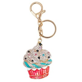 Ice Cream Keychain for Women, Cupcake Key Chain, Cute Ice Cream Key Ring, Funny Ice Cream Keychains, Sparkling Ice Cream Keyring, Rhinestone Ice Cream Keychain Accessories
