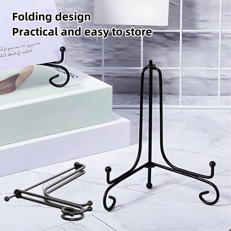 Zjkai 4 Pcs Black Iron Metal 6 Inch Plate Stands
