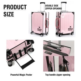 FABULWAY Suitcase Cover Clear PVC Luggage Protector Cover Transparent Travel Luggage Covers for Suitcase waterproof Wheeled Suitcase Cover (22")