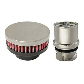 CFM Performance Baffled Billet Valve Cover Breather compatible with 2005-2017 Ford Mustang V6 (Gunmetal Gray)