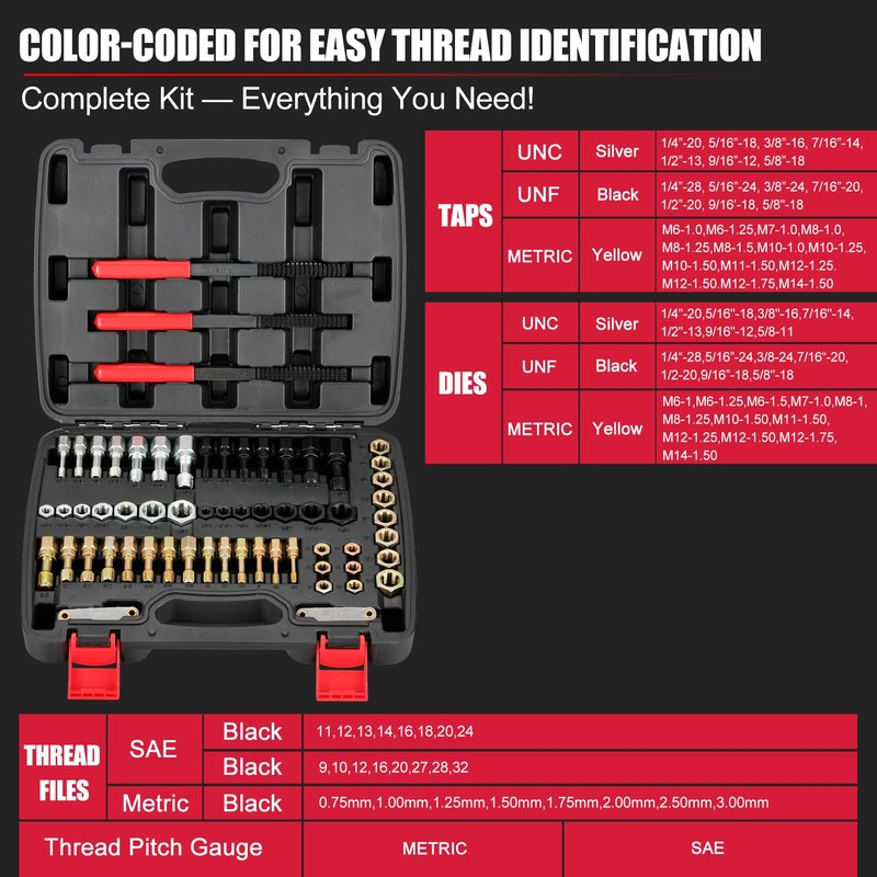MAXMAN 61Pcs Thread Chaser Set, Thread Restorer Kit & Rethread