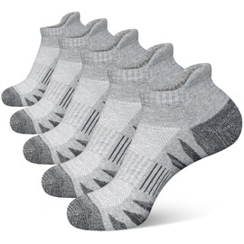 Heyoboy Men's Athletic Cushioned Cotton Socks Anti-blister Wicking Breathable Running Ankle Socks 5 Pairs