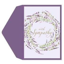 Graphique Lavender Wreath Sympathy Card | Condolence and Bereavement | Thinking of You | Grief and Loss | Family and Friends | Color-Coordinated Envelope | 5" x 7"