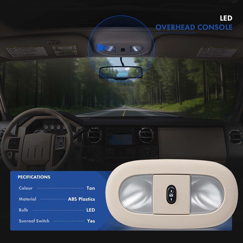 LED Front Overhead Console with Dome Map Light & Sunroof