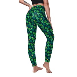 color cosplayer St. Patrick's Day Leggings Shamrock Stretchy Tights Yoga Pants for Women
