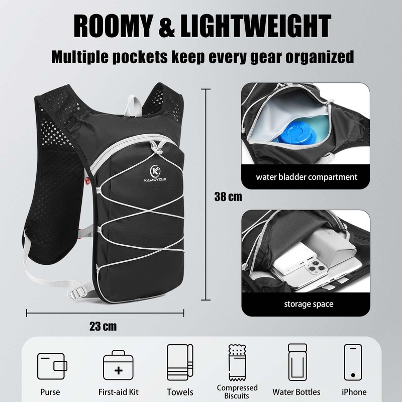 KAMCYCLE® Ultralight Running Backpack, Hydration Backpack Running, Running Vest Men