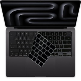 MasiBloom Silicone Keyboard Cover Skin for 2026-2021 MacBook Pro 14" 16 inches M5 M4 M3 M2 M1 A3426 A3427 A3428 A3429 A3434 A3112 A3185 A3401 US/ANSI Layout Protector Accessories(Black)