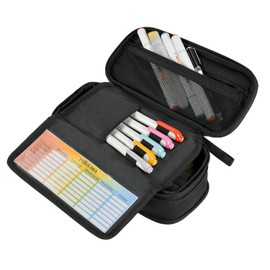 YOKUMA Pen Case, Pencil Case, Large Capacity, Stylish, For Adults, High School Students, Junior High School Students, Boys, Girls, College Students, Elementary School Students, Children, black, Pencil Case