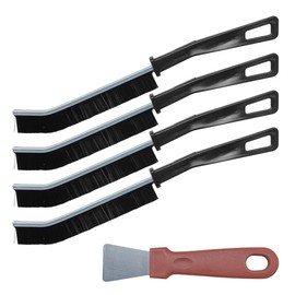 DUSCOKE Gap Scrub Brush Set with Scraper, Multifunctional Hard Bristle Crevice Wash Brushes Car Cleaning Brush Tool, Corner Gap Grout Cleaner Brushes for Narrow Spaces/Household Use (5PCS)