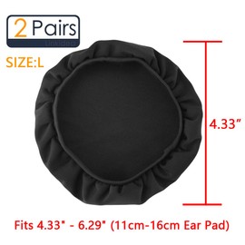 Linkidea Fabric Headphones Ear Cover, Washable Sanitary Earpads Protectors for Gym, Gaming, 2 Pairs Cloth Sweat Cover for Headphones Ear Cups (Size Large, Dark Grey)