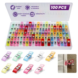 Bofoho 100PCS Sewing Clips with Storage Box – Strong Grip, No Pin Marks, Multi-Colored Quilting Clips for Fabric, Crafts & Sewing Projects