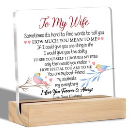 Wife Gifts Anniversary Sign for Women Wife Birthday Gift Ideas To My Wife Desk Decorative Signs Plaques 4 x 4 Inches acrylic Christmas Gifts